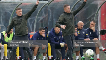 Damien Duff in the dugout in Dalymount during his team's 1-0 FAI Cup defeat to Bohemians