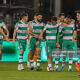 Shamrock Rovers celebrate Graham Burke's winner against Bohs in Tallaght on 23 September