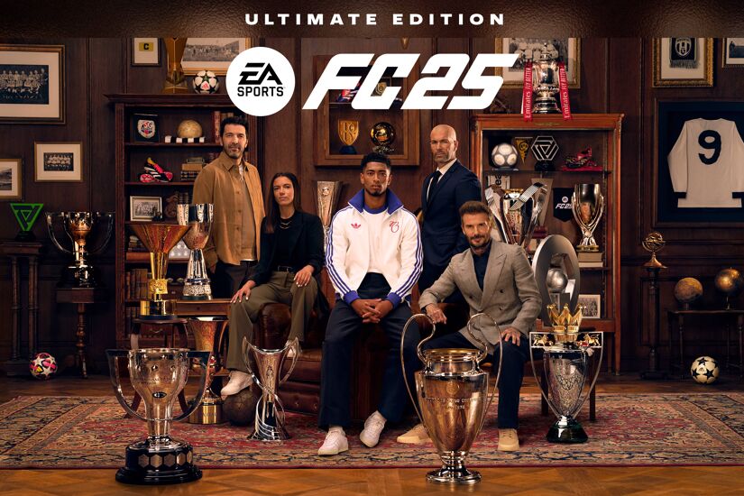 Bellingham appears alongside Ballon d'Or Féminin winner Aitana Bonmatí, and football icons David Beckham, Zinedine Zidane and Gianluigi Buffon for the EA SPORTS FC 25 Ultimate Edition cover