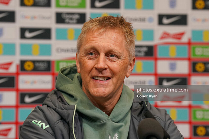 Heimir Hallgrimsson speaking to the media in Wembley ahead of Sunday's UEFA Nations League clash with England