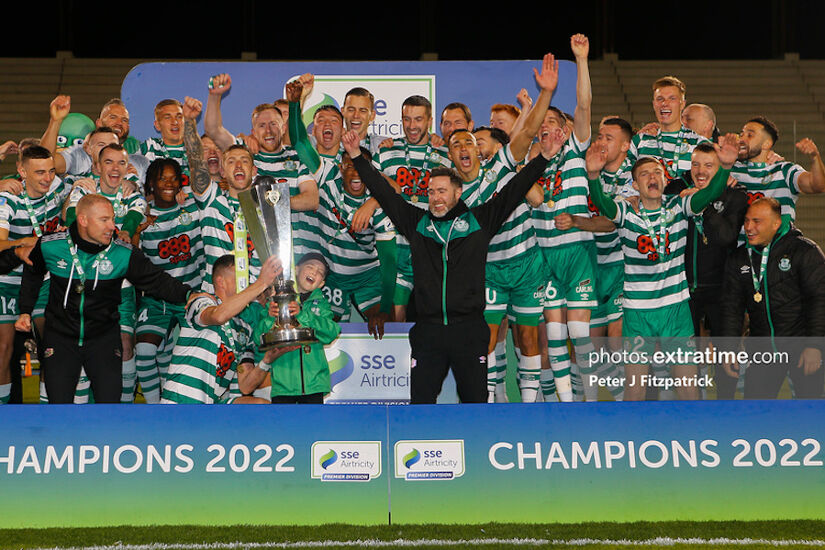 Shamrock Rovers celebrating their 20th League of Ireland title