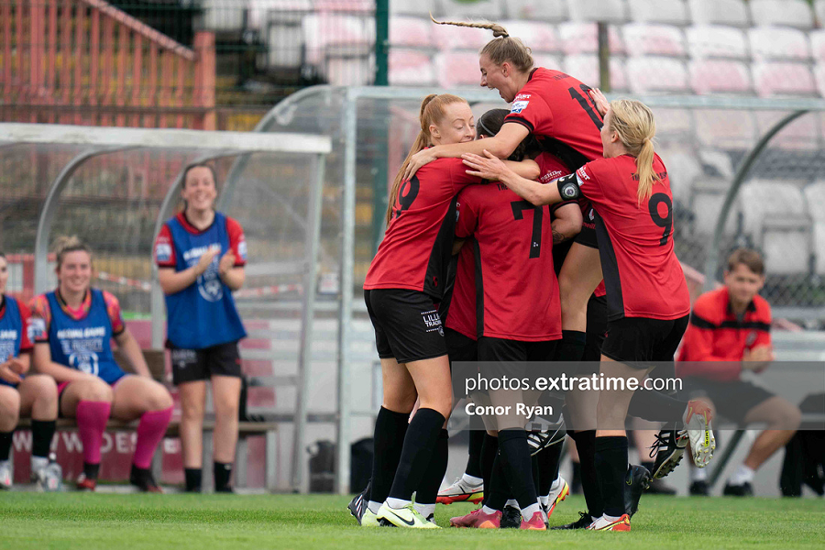 Bohemians celebrate Abbie Brophy's goal during their FAI Cup quarter-final win over Sligo Rovers on Saturday, 6 August 2022.