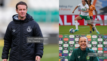 Collie O'Neill is delighted with the inclusion of Abbie Larkin (top right) and Áine O'Gorman in Ireland's World Cup squad