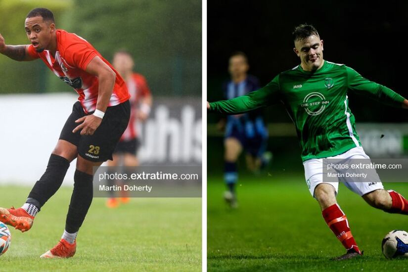 Dylan Clausen (left) in action for Lucan United