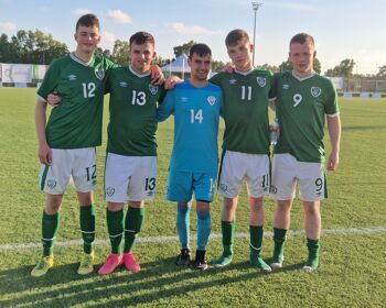 Warren Morrissey, Richie Carroll, Andy Heffernan, Sean Daly and Eoin Nolan after Ireland's defeat to Ukraine