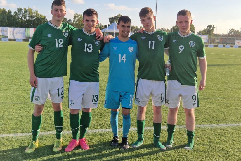 Warren Morrissey, Richie Carroll, Andy Heffernan, Sean Daly and Eoin Nolan after Ireland's defeat to Ukraine