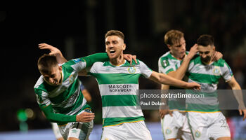 Dylan Watts celebrates his winner against TNS in Tallaght on 7 November 2024