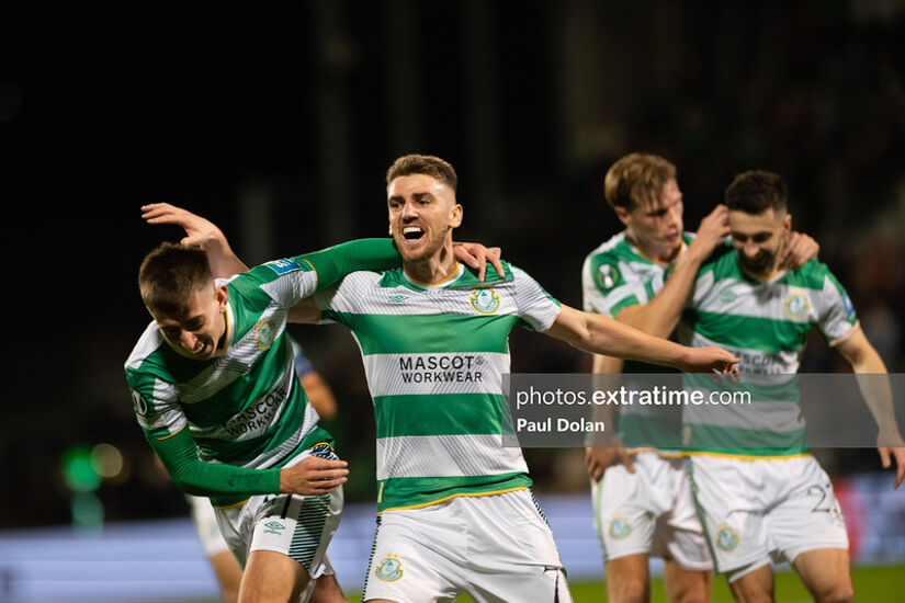 Dylan Watts celebrates his winner against TNS in Tallaght on 7 November 2024