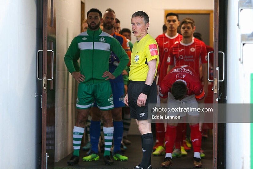Shamrock Rovers and Sligo Rovers players in the tunnel ahead of last May's match in Tallaght that the home side won 3-1