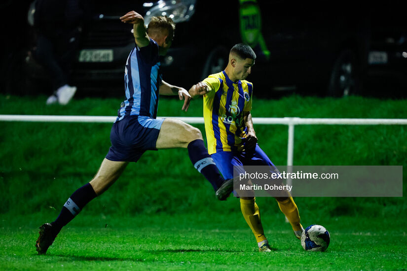 Vasyl Tropanets in action for Bluebell United against St Mochta's