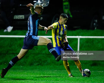 Vasyl Tropanets in action for Bluebell United against St Mochta's