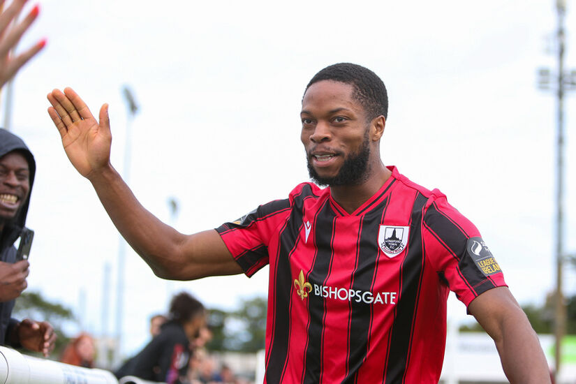 Jordan Adeyemo celebrates Longford Town's winner against Bray Wanderers