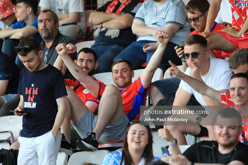 Shelbourne fans watching their side in Derry