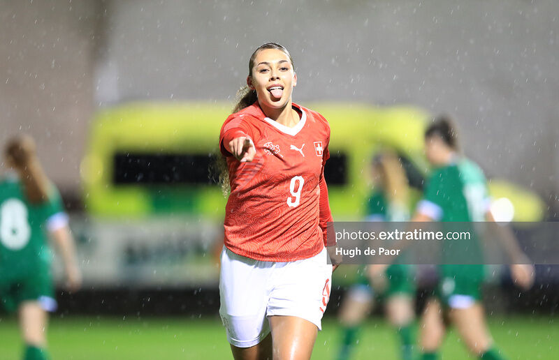 Alayah Pilgrim celebrating her goal after 14 minutes