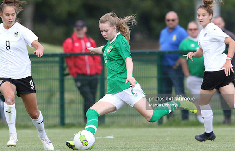 Izzy Atkinson in action for Republic of Ireland u19 v Austria u19