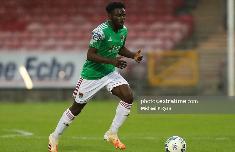 Henry Ochieng in action last season for then Premier Division side Cork City.