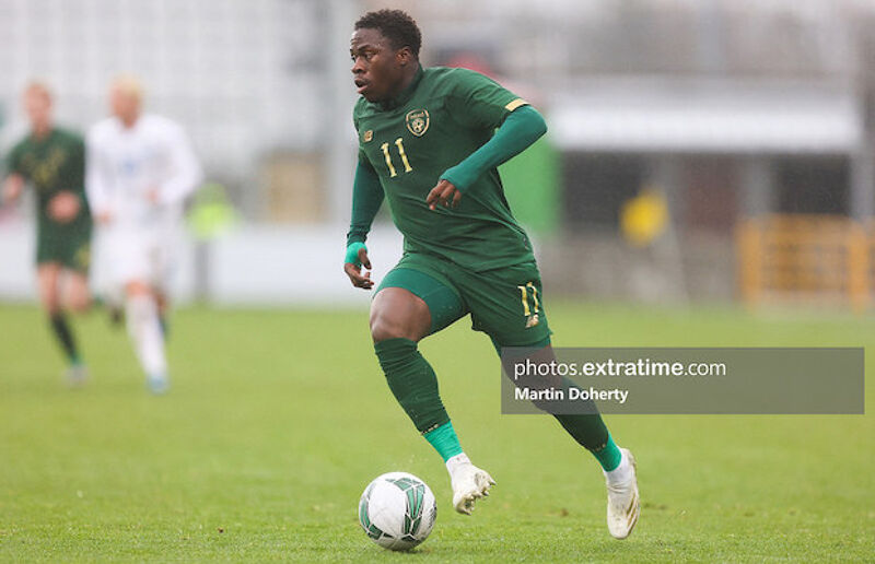 Michael Obafemi in action for the Republic of Ireland u21 team