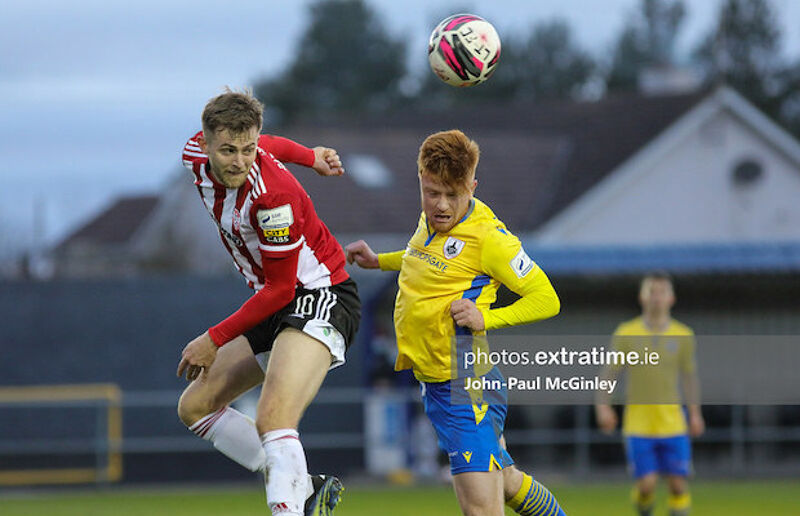 Will Patching playing for Derry City against Longford Town during his loan spell earlier this year