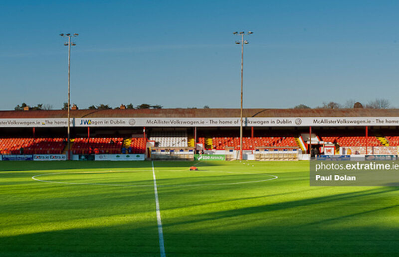 Tolka Park in the early evening April sunshine