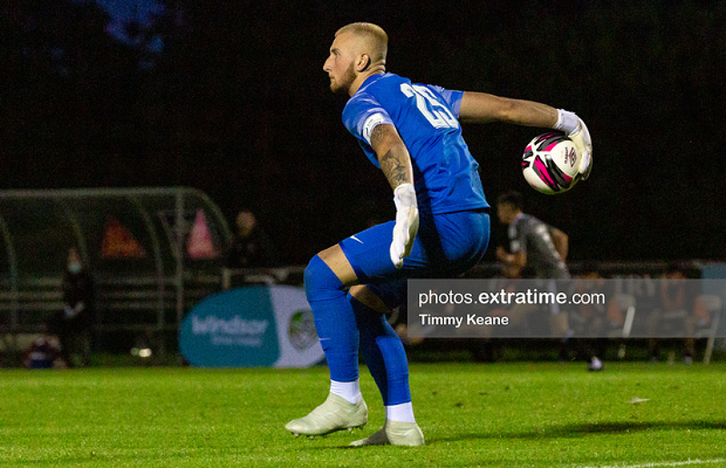 Harry Halwax in action for Cabinteely during their 2-2 draw with Cork City at Stradbrook on Friday, 20 August 2021.