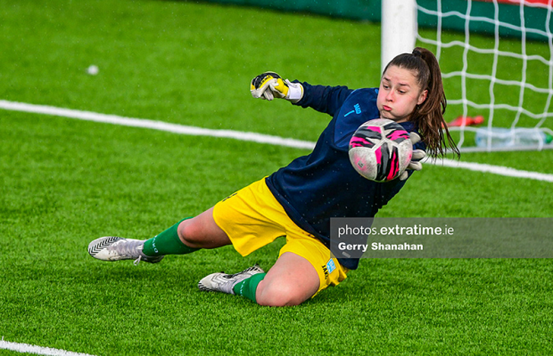 DLR Waves Goalkeeper, Rugile Auskalnyte, warms up before the Athlone Town v DLR Waves, WNL match at Athlone Town Stadium on Saturday, 15 May 2021..