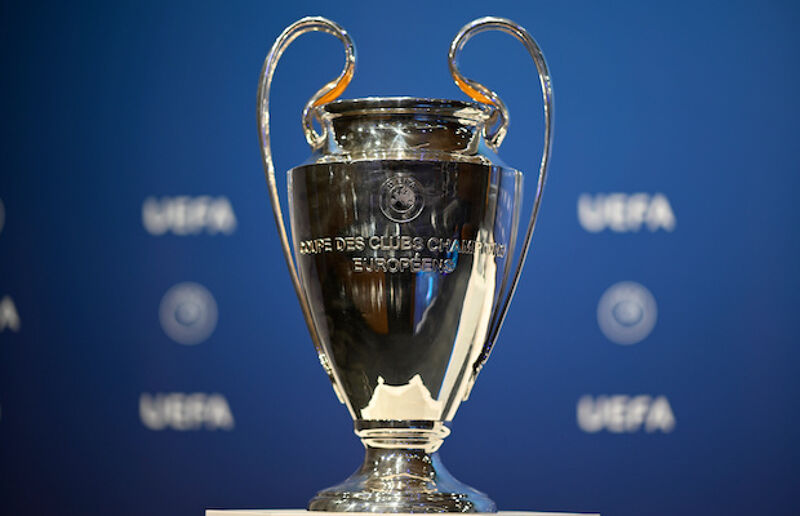 The UEFA Champions League trophy on display at UEFA HQ 'The House of European Football'  