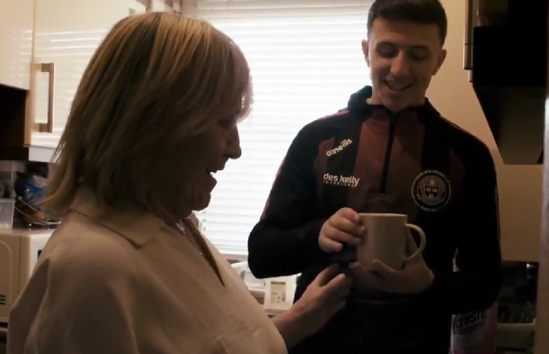 Bohemians captain Keith Buckley relishes a welcome cup of tea from his mother.